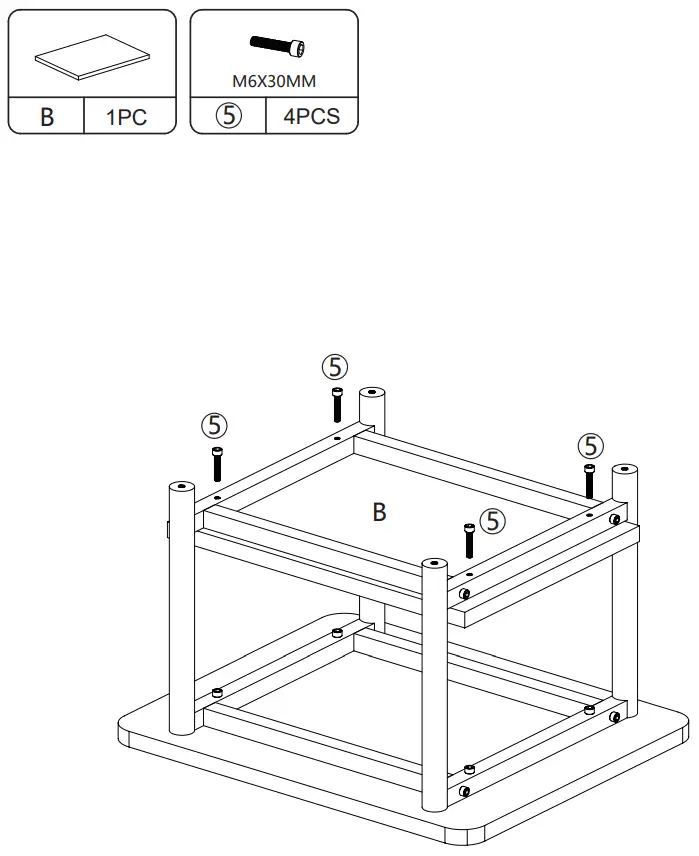 JAXPETY HG61G0927 Under Desk Black Rolling Printer Cart W Shelf - STEP 3