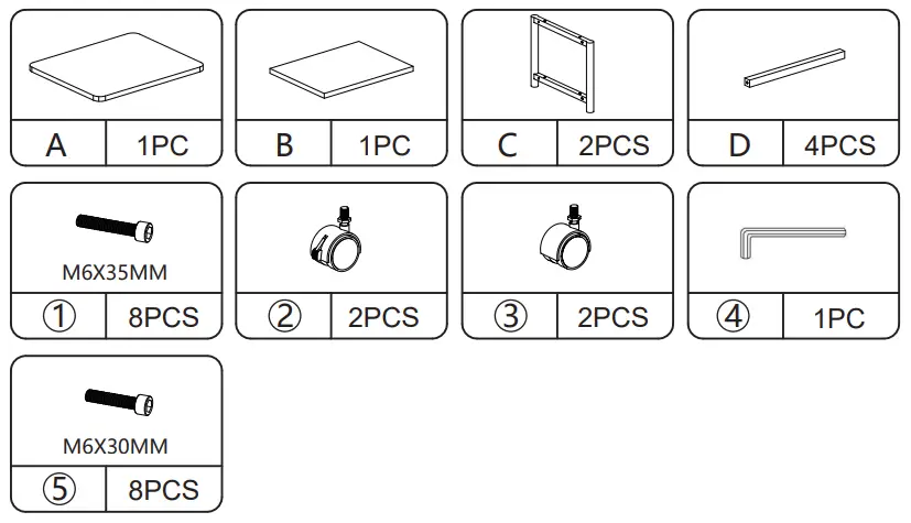 JAXPETY HG61G0927 Under Desk Black Rolling Printer Cart W Shelf - fig1