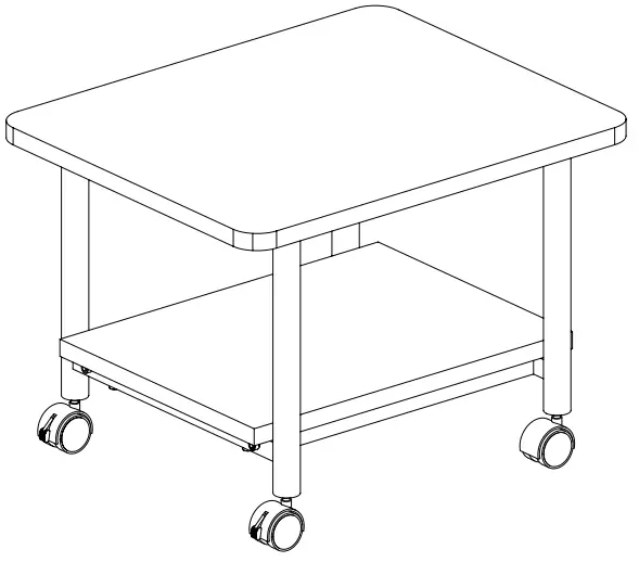 JAXPETY HG61G0927 Under Desk Black Rolling Printer Cart W Shelf