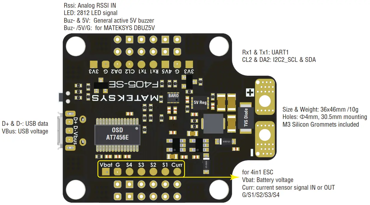 MATEKSYS F405-SE Flight Controller -- MATEKSYS--