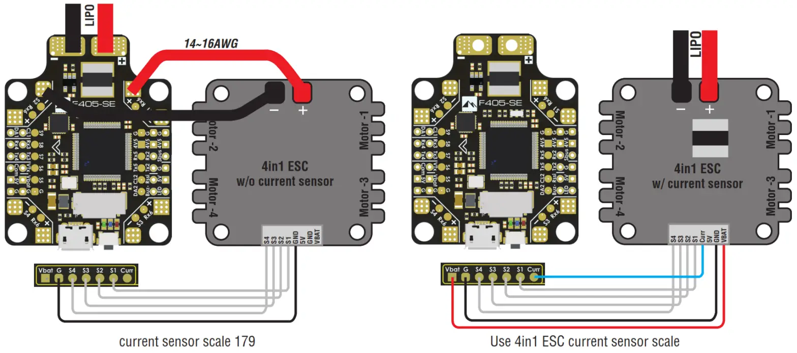 MATEKSYS F405-SE Flight Controller -- Wiring-