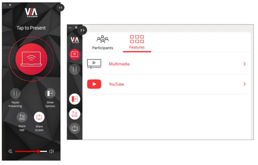 KRAMER VIA GO2 Compact and Secure 4K Wireless Presentation Device - menu