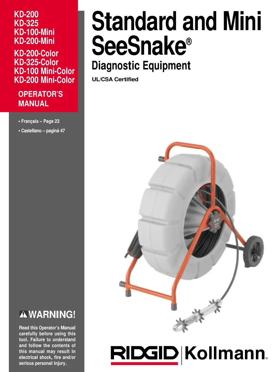 RIDGID Kollmann Standard and Mini SeeSnake Diagnostic Equipment User Manual