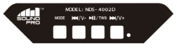 naxa NDS-4002D 4-Inch Dual Portable Speakers with Bluetooth and TWS - CONTROL PANEL