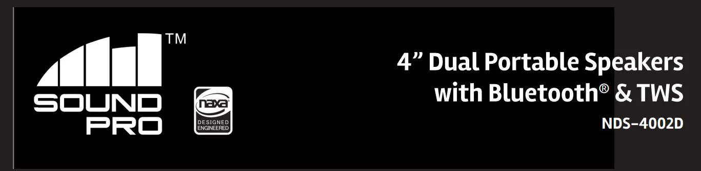 naxa NDS-4002D 4-Inch Dual Portable Speakers with Bluetooth and TWS Instruction Manual