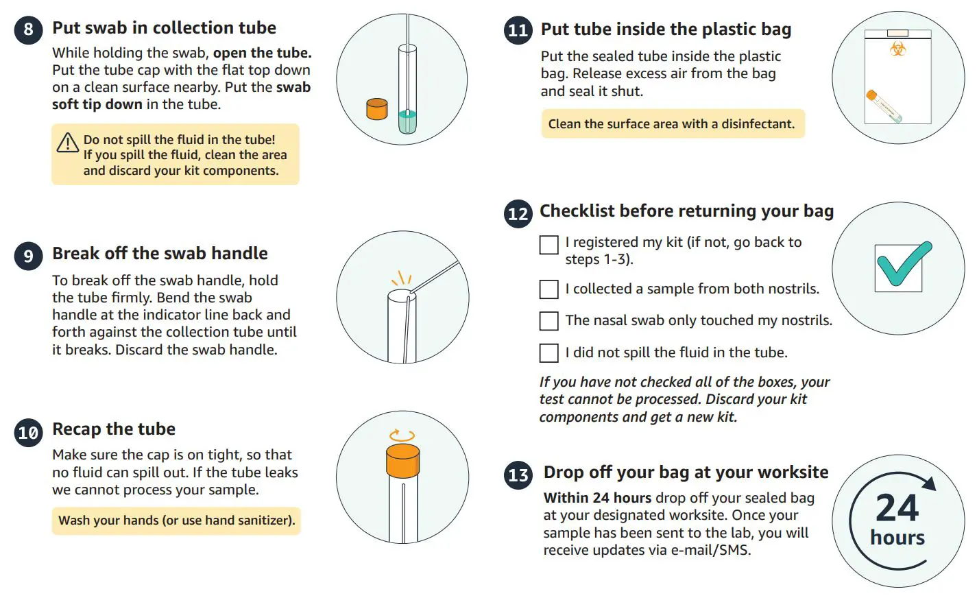 amazon On-Site COVID-19 Test Collection Kit Instructions - Put swab in collection tube