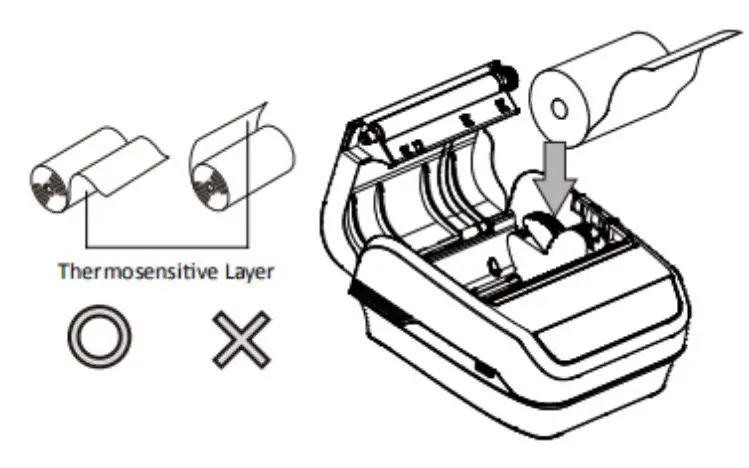 Xiamen Hanin Electronic Technology HM-A300E Mobile Label Printer - Load the paper in the orientation shown