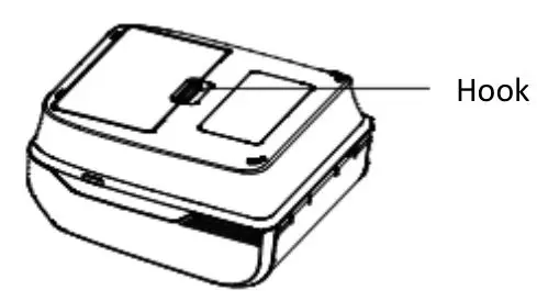 Xiamen Hanin Electronic Technology HM-A300E Mobile Label Printer - To remove the battery back, pull back the hook