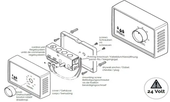 puravent EPHUM24 Wall Mounting Dehumidistat Hygrostat