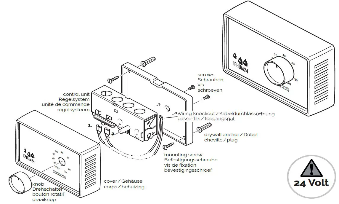 Puravent Ephum24 Wall Mounting Dehumidistat Hygrostat Instruction Manual