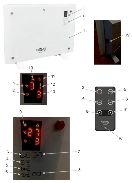 camry CR 7721- Convection- Glass -Heater -LCD -with -Remote -Control -1