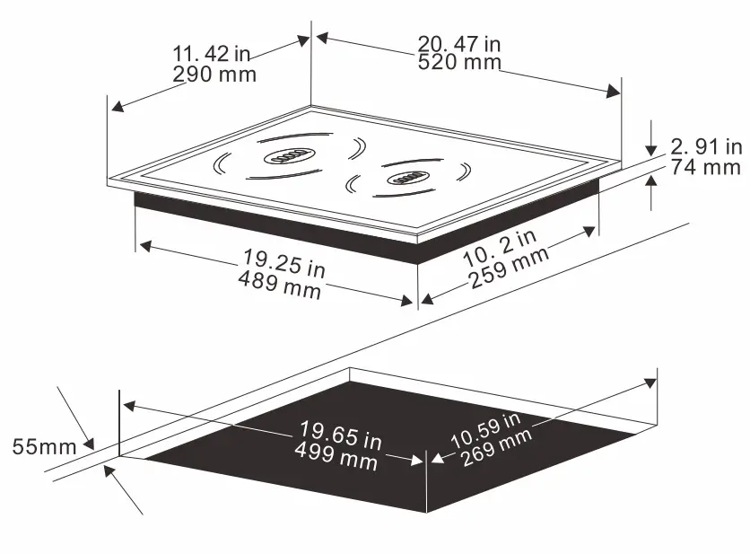 AVANTCO-177ID18DB-3100-Watt-1800W-Rear-&-1300 Front-Double-Drop-In-Induction-Range-fig-2