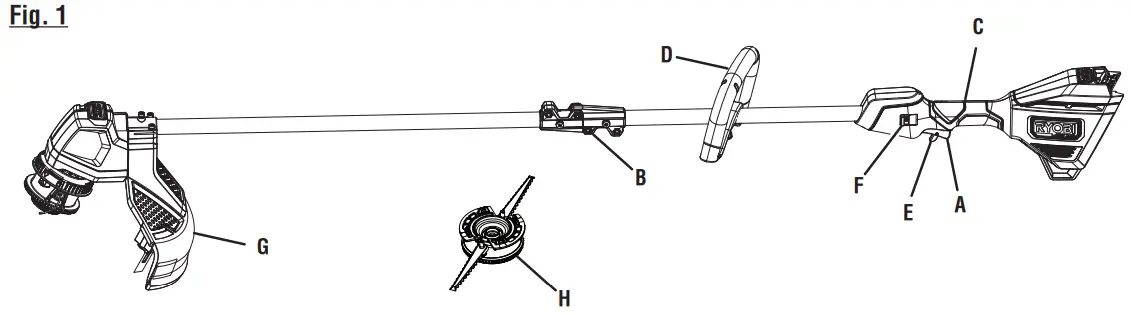 RYOBI RY402011 40 VOLT BRUSHLESS GRASS TRIMMER - Fig. 1