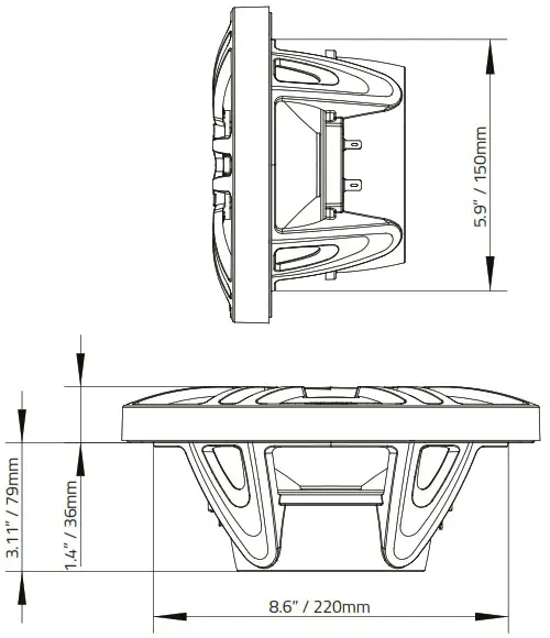 DS18 NXL 69 High End Coaxial Speaker Pair - DIMENSIONS 2