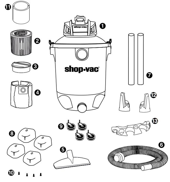 shop vac SH14-C450 12 Gallon Stainless Steel Wet Dry Vacuum - Fig 1