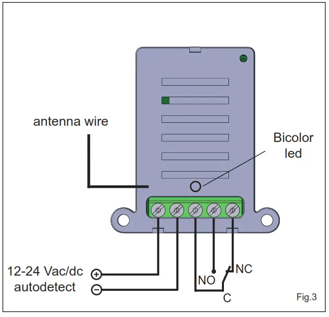 CDVI SEL2641R433 RC Bluetooth Controlled Radio Receiver - Wiring