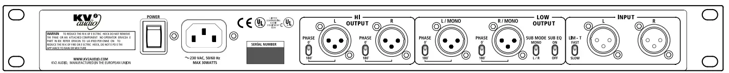 KV2 audio SAC2 2 Channel Super Analog Controller - Rear Panel