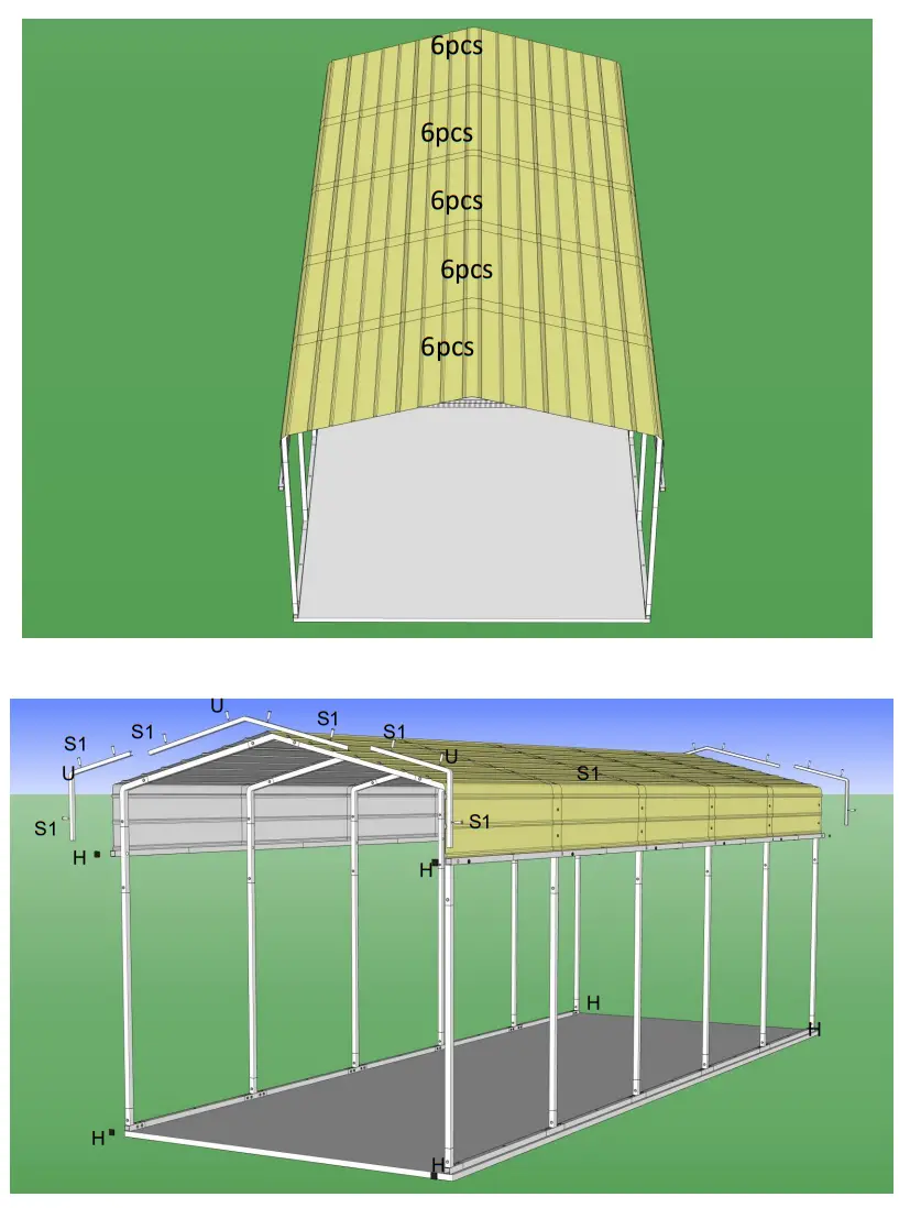 ALEKO CPM12X23WH-HD Galvanized Steel Carport and Canopy Shelter - fig 9