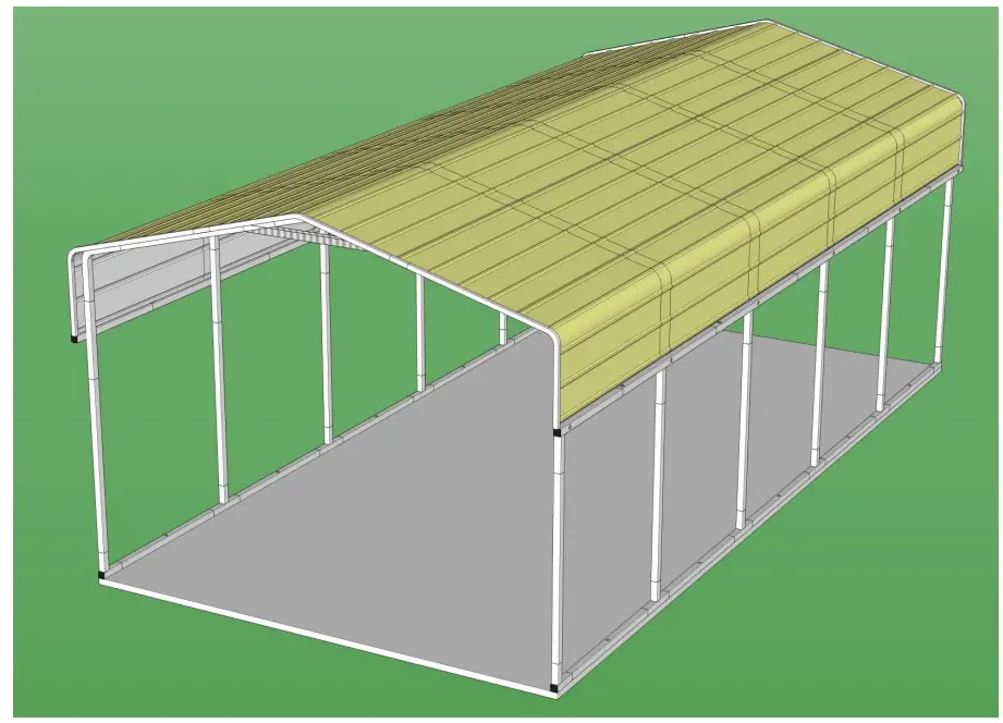 ALEKO CPM12X23WH-HD Galvanized Steel Carport and Canopy Shelter