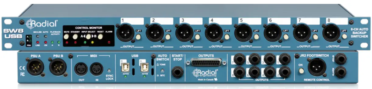 Radial engineering SW8 USB Auto Switcher and USB Playback Interface
