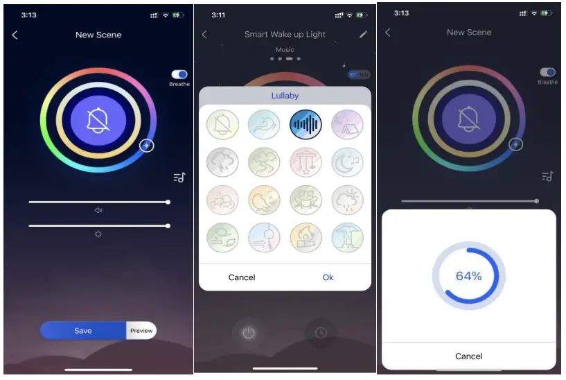 EARUELETRIC BL-HXD02 Smart Wake Up Light Alarm Clock - custom scenario