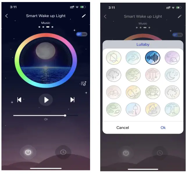 EARUELETRIC BL-HXD02 Smart Wake Up Light Alarm Clock - noise mode switch