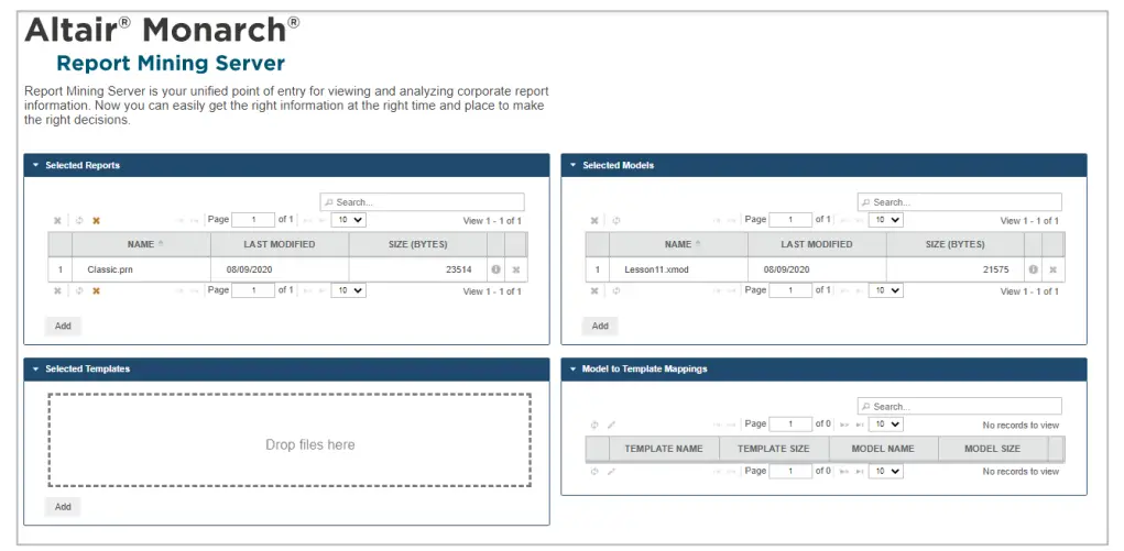 ALTAIR Monarch Report Mining Edition Server - Fig