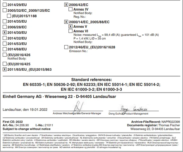 Einhell-GE-SA-1435-1-Electric-Scarifier-and-Lawn-Aerator-fig-26