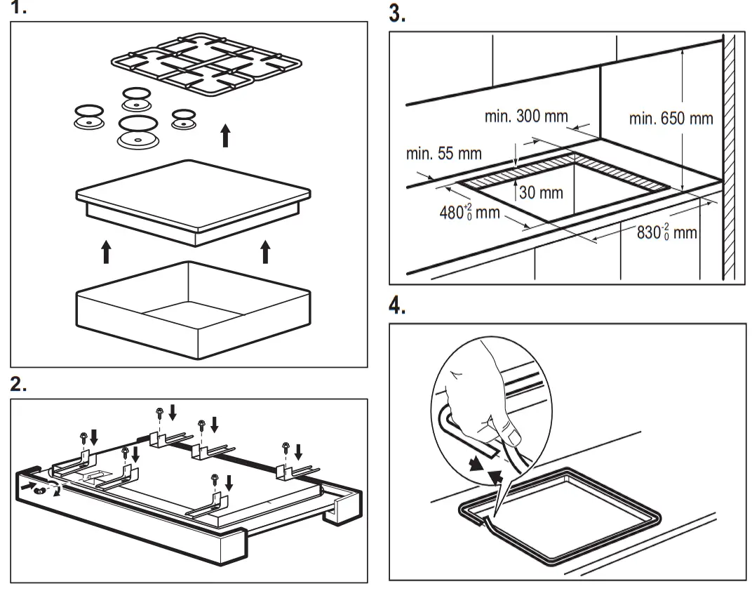 Electrolux KGS9536X 85cm Gas Hob - Assembly