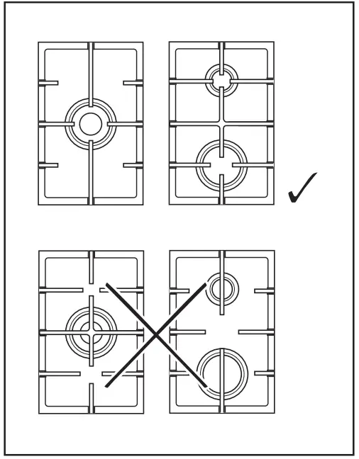 Electrolux KGS9536X 85cm Gas Hob - supports are aligned