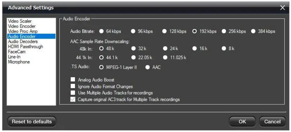 Hauppauge Capture Application - Audio Encoder
