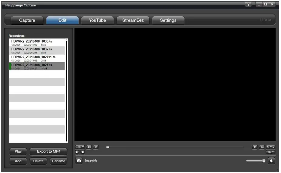Hauppauge Capture Application - Edit Tab