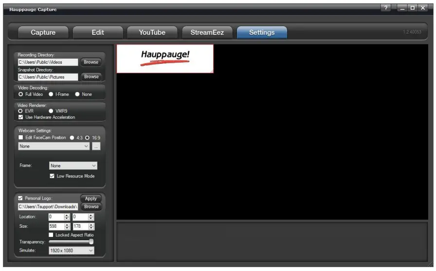 Hauppauge Capture Application - Personal Logo