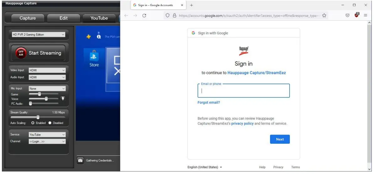 Hauppauge Capture Application - Start Streaming