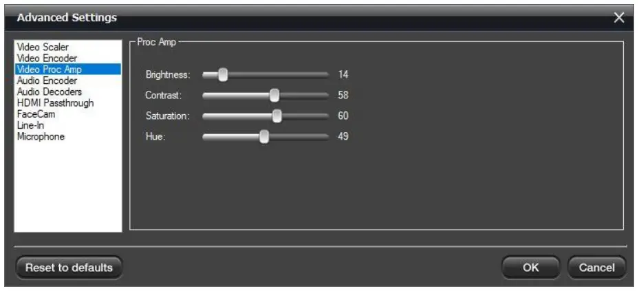 Hauppauge Capture Application - Video Proc Amp