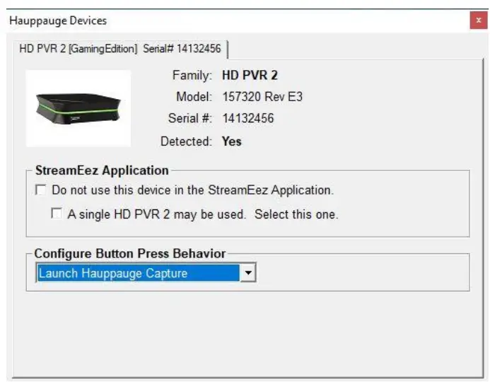 Hauppauge Capture Application - start recording