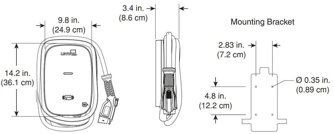 LEVITON EV320 evr green Electric Vehicle Charging Station - Dimension