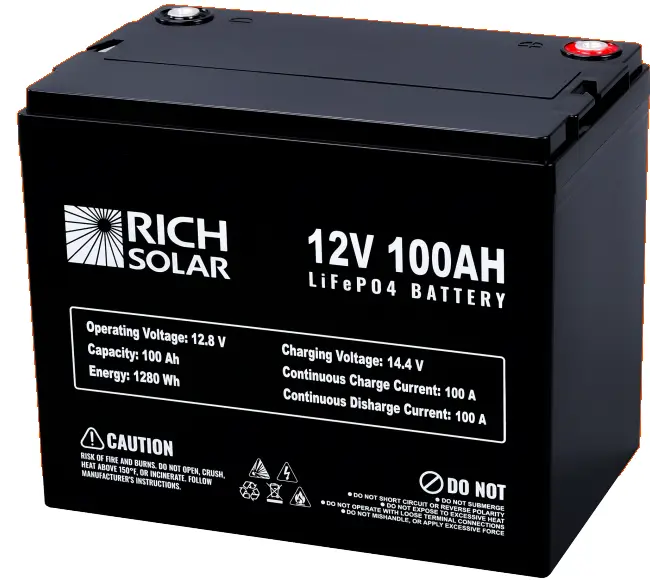 RICH SOLAR 100Ah LiFePO4 Lithium Iron Phosphate Battery 1