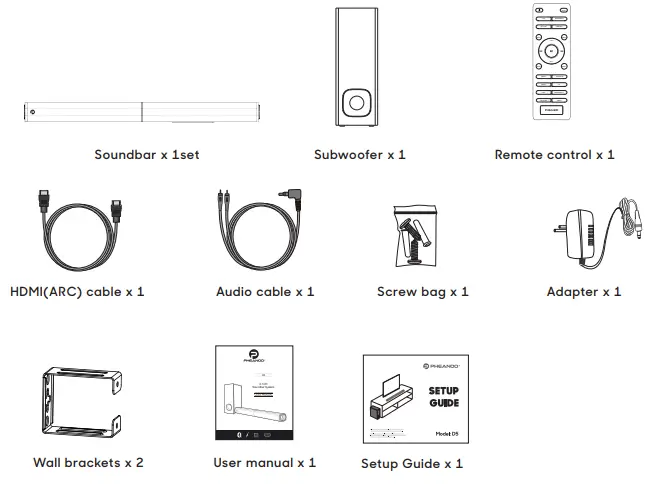 PHEANOO D5 Soundbar with Subwoofer -