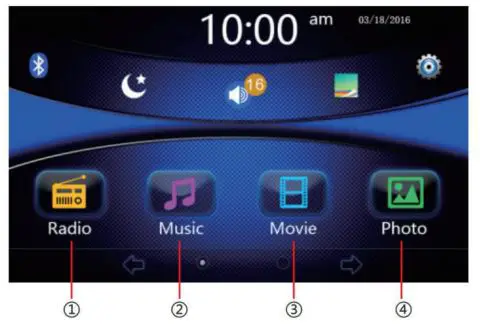 UNITOPSCI 9601 MP5 and FM Receiver 7.0Inch TFT LCD Instruction Manual - In the task bar click to enter the main menu interface