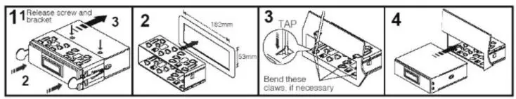 UNITOPSCI 9601 MP5 and FM Receiver 7.0Inch TFT LCD Instruction Manual - Installation in the dashboard