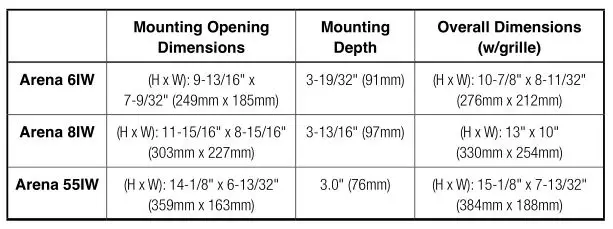 JBL Arena 6IW - DIMENSIONS