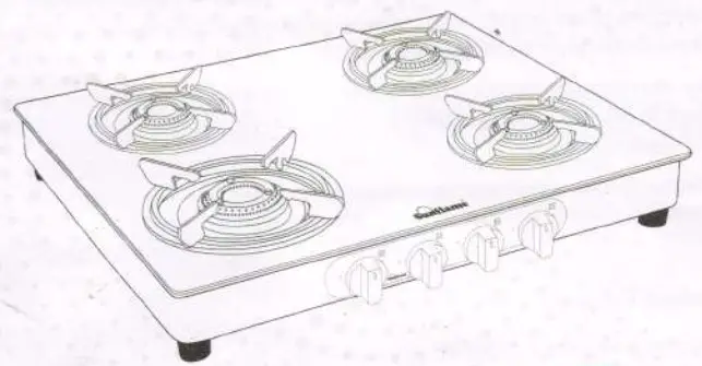 sunflame CROWN 4B BK Glass Manual Gas Stove - cover