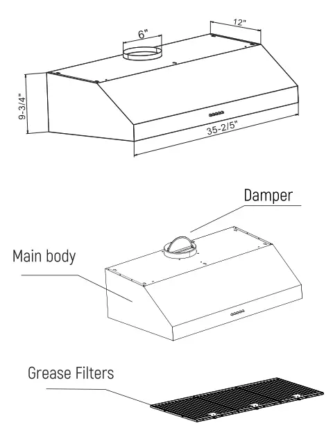 COSMO UMC Series UMC30 Under Cabinet Range Hood - diagram3