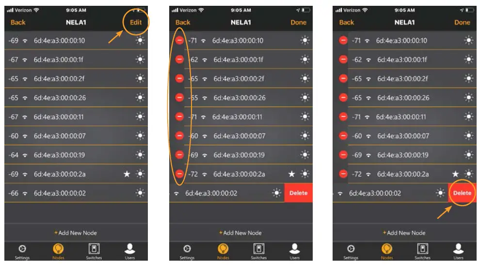 Remove nodes from a room