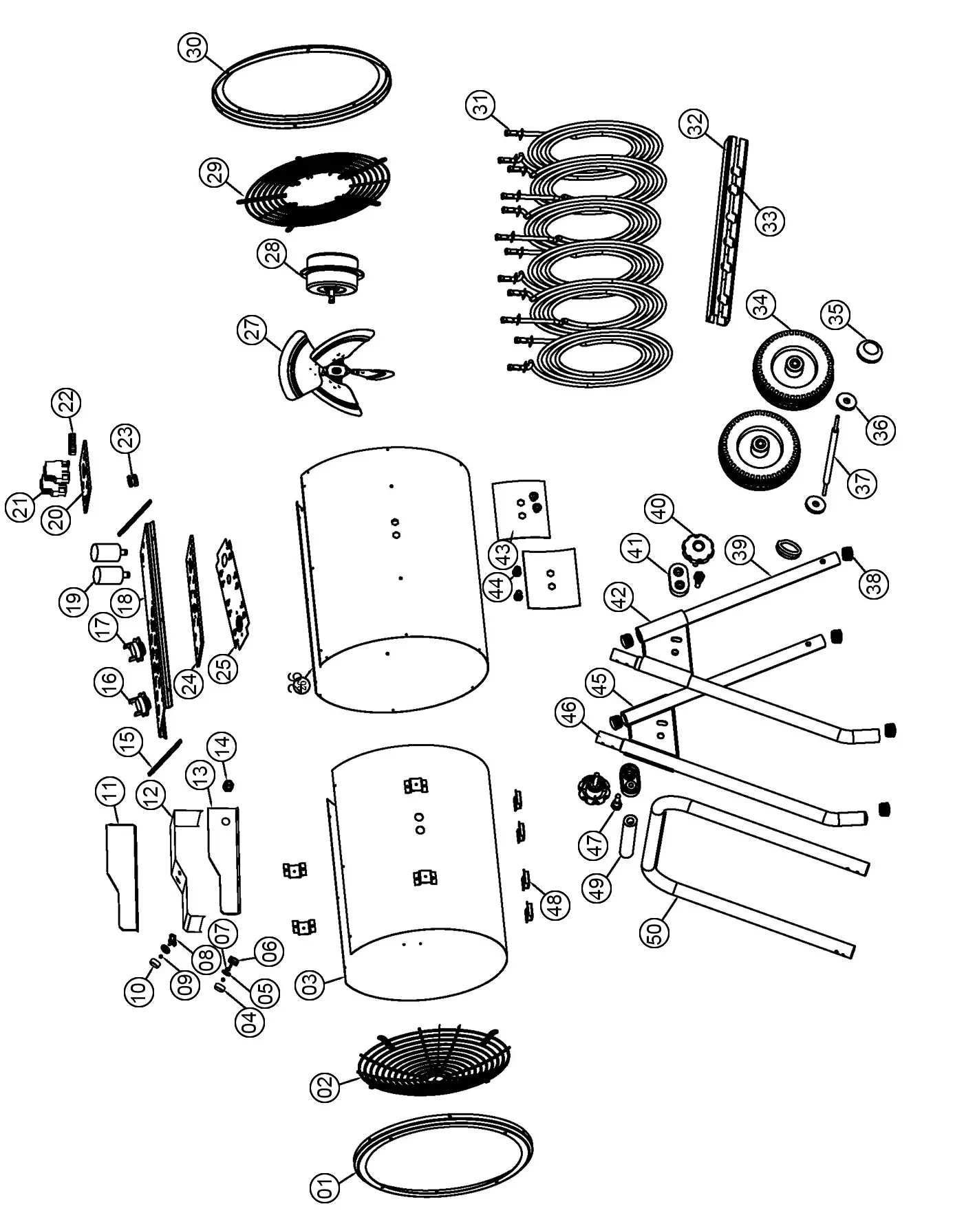 Clarke 6935458 Devil 7030 30KW Electric Fan Heater - PARTS DIAGRAM