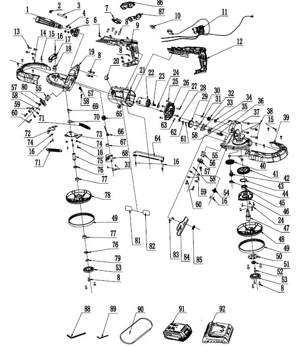 WEN 20496 20V Cordless Portable Band Saw 13