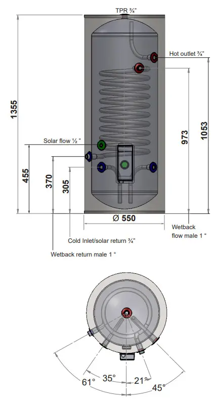 Rinnai MS190550CTxxx Mains Pressure Indoor Stainless Steel Coiled Cylinders - Fig 4