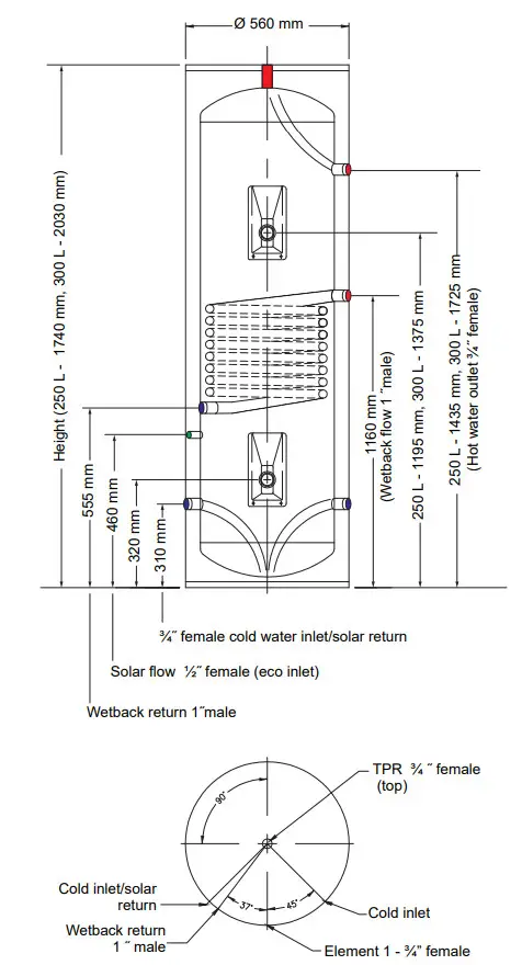 Rinnai MS190550CTxxx Mains Pressure Indoor Stainless Steel Coiled Cylinders - Fig 5