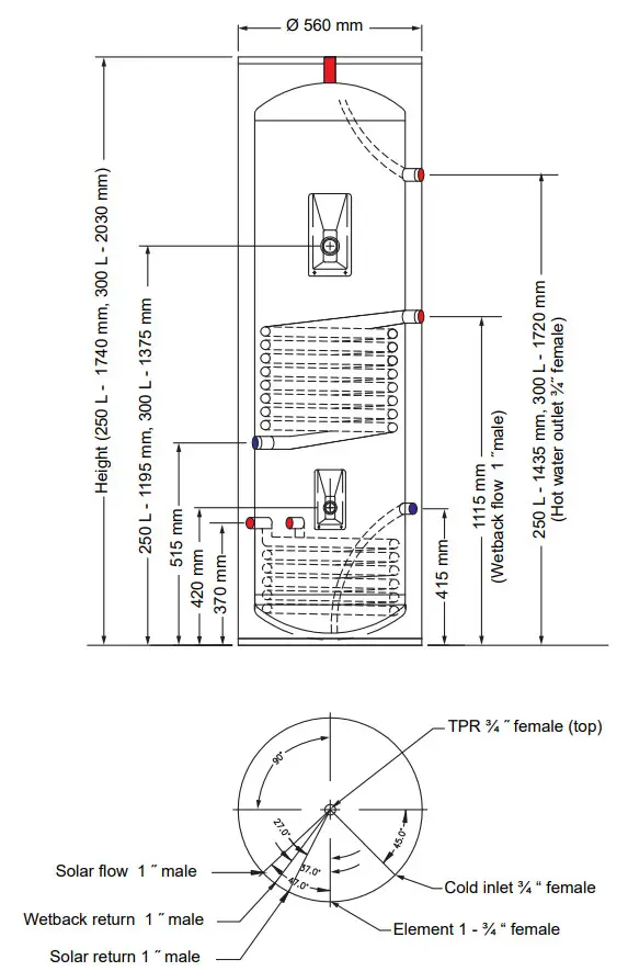 Rinnai MS190550CTxxx Mains Pressure Indoor Stainless Steel Coiled Cylinders - Fig 6